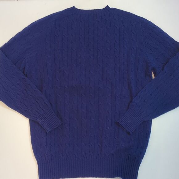 Hawico 100% Cashmere Cable Sweater Blue Men's XL Made in Scotland - Picture 8 of 9
